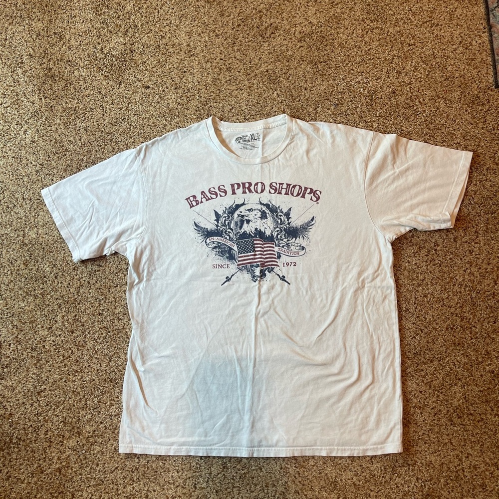 Bass Pro Shops White and Red Graphic Tee
